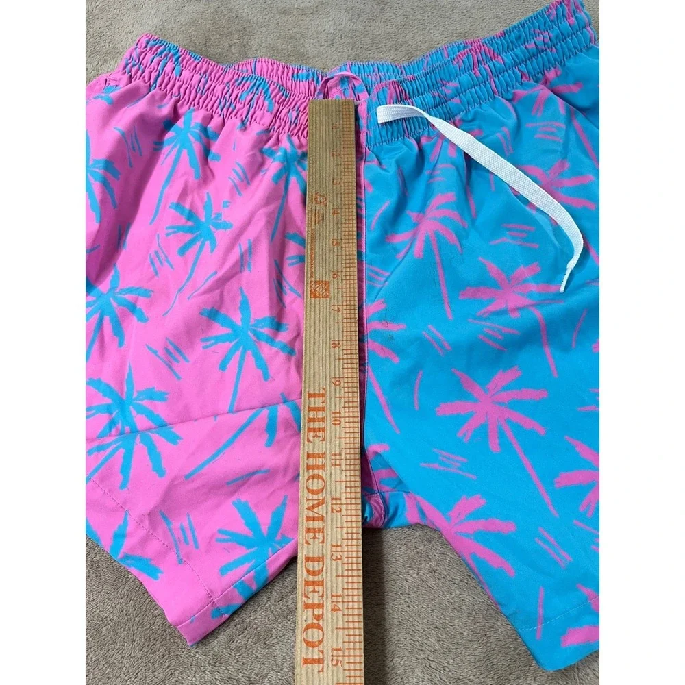 Chubbies Swim Trunks Men XL Pink Blue Palm Tree Colorblock 5.5 Inch Inseam Lined